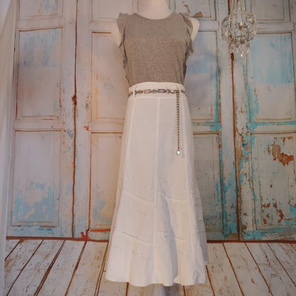 Misha maxi skirt w texture & sparkle / S / white silver - Picture 1 of 7